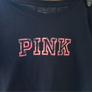 PINK Victoria's Secret Black Tee with Pink Logo